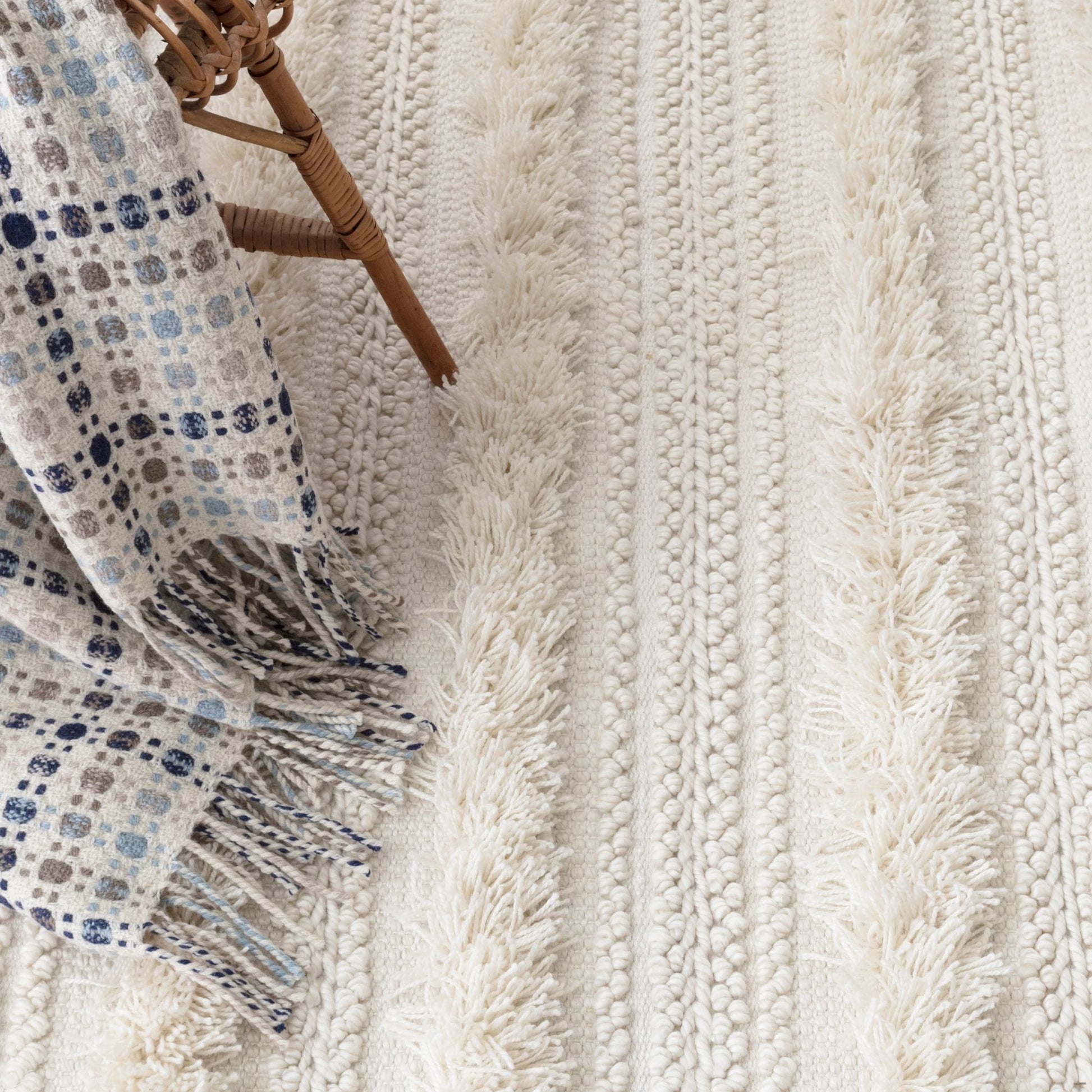 Zhara Stripe Ivory Handwoven Performance Rug - DA1039 - 10x14