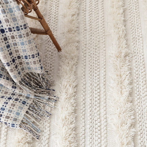 Zhara Stripe Ivory Handwoven Performance Rug - DA1039 - 10x14