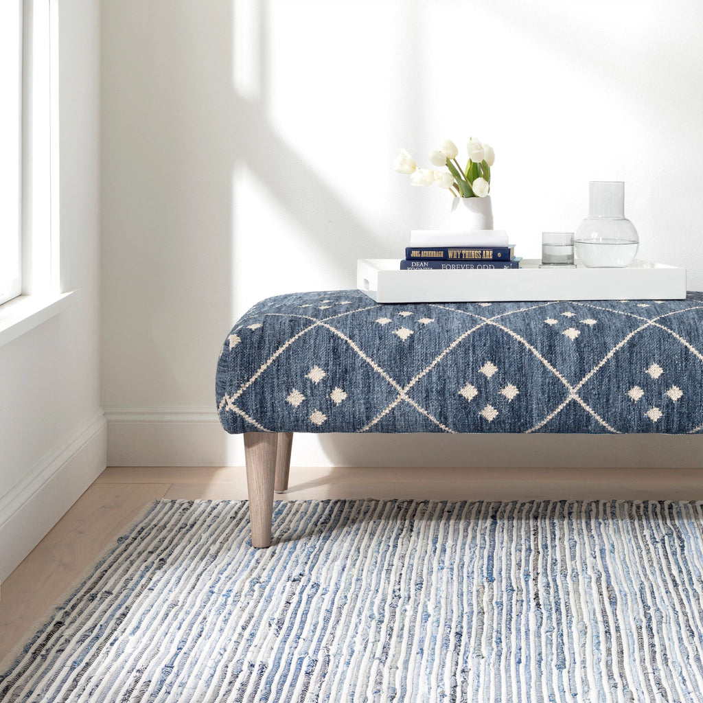 Denim Rag Ribbed Handwoven Cotton Rug - DA1678 - 10x14