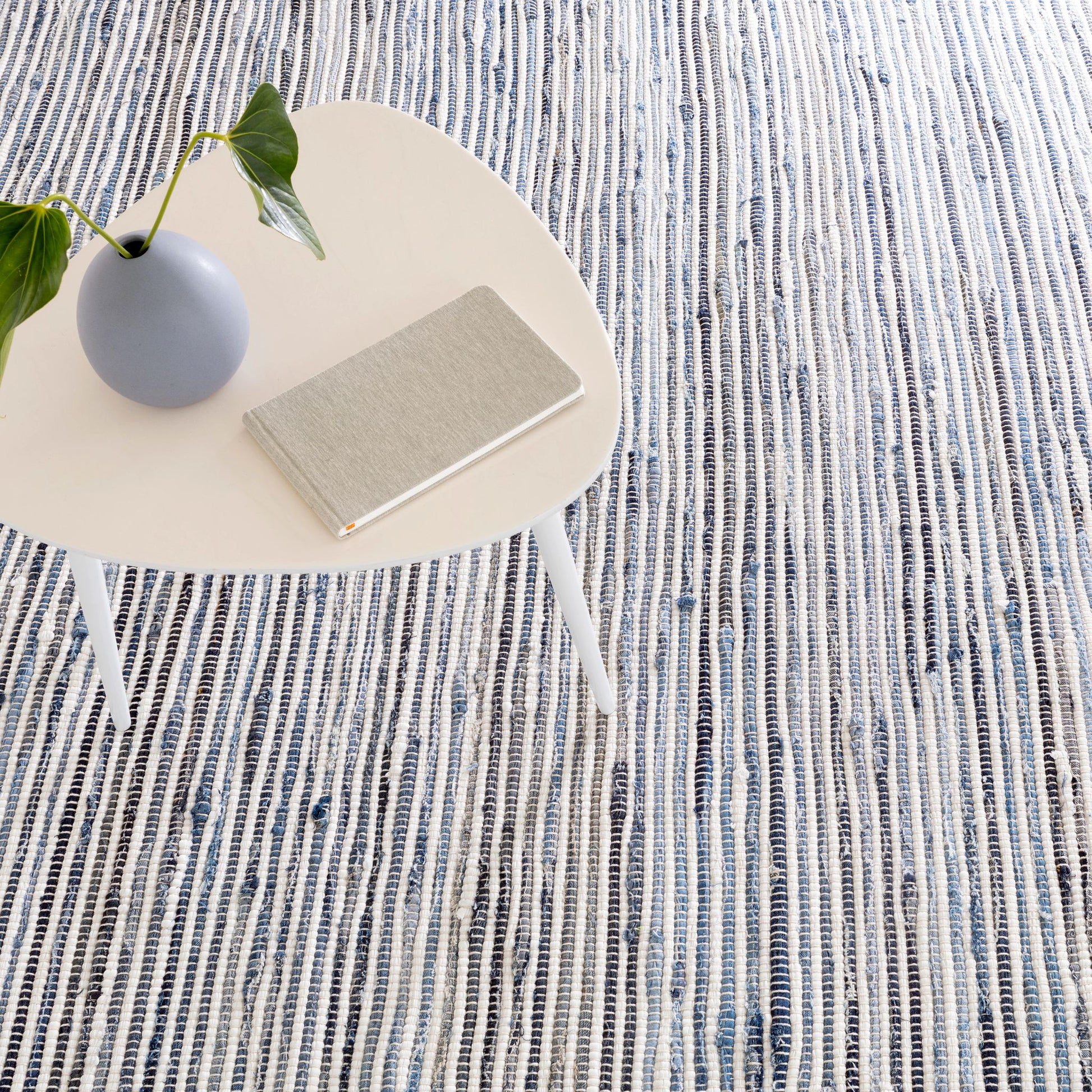 Denim Rag Ribbed Handwoven Cotton Rug - DA1678 - 10x14