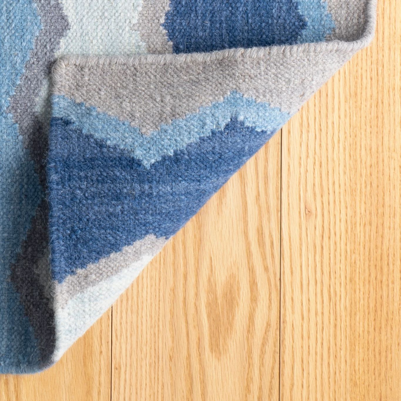 Safety Net Blue Handwoven Wool Rug - DA1775 - 10x14