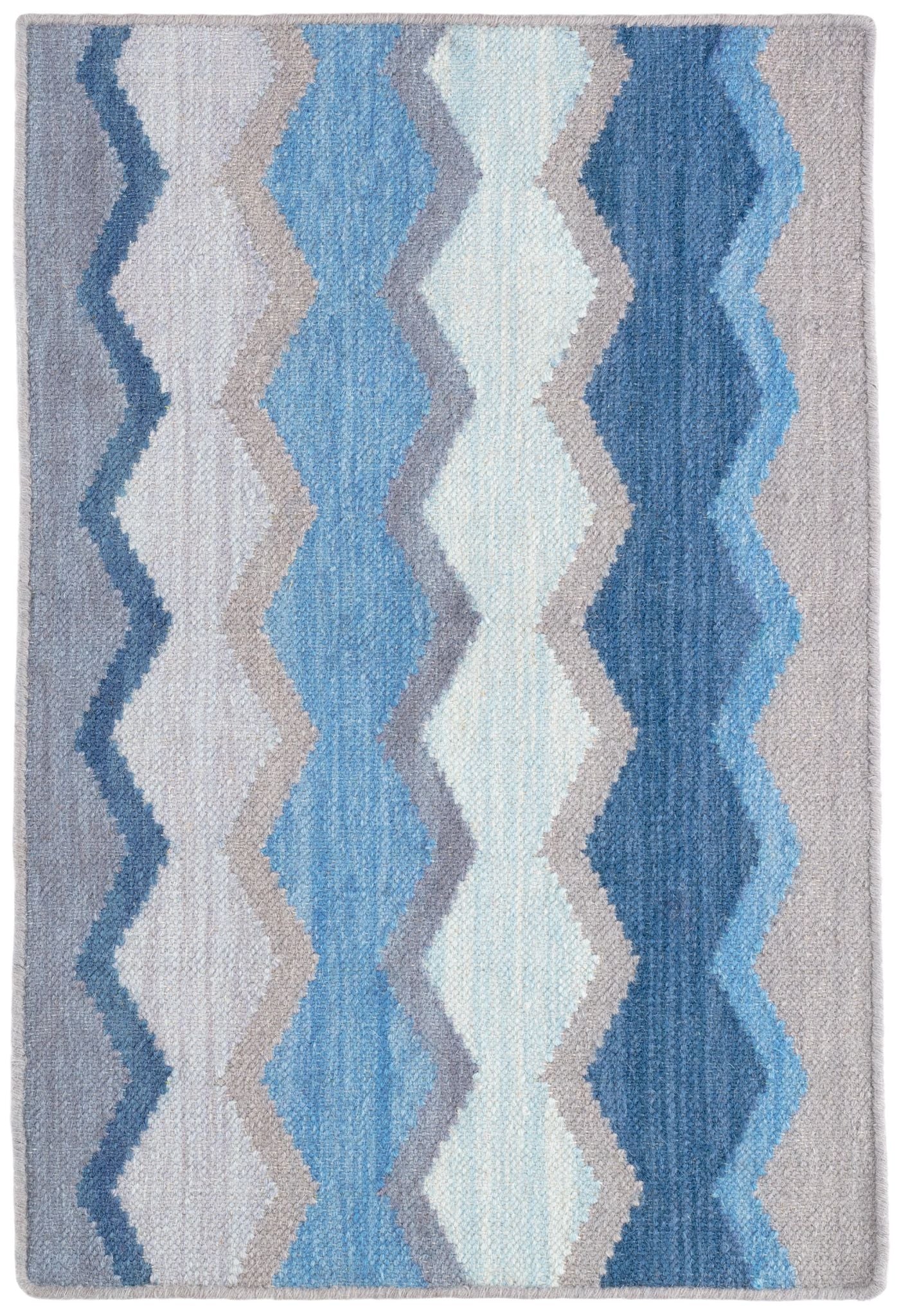 Safety Net Blue Handwoven Wool Rug - DA1775 - 10x14