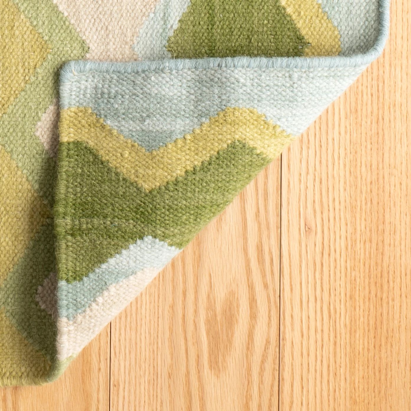 Safety Net Green Handwoven Wool Rug - DA1776 - 10x14
