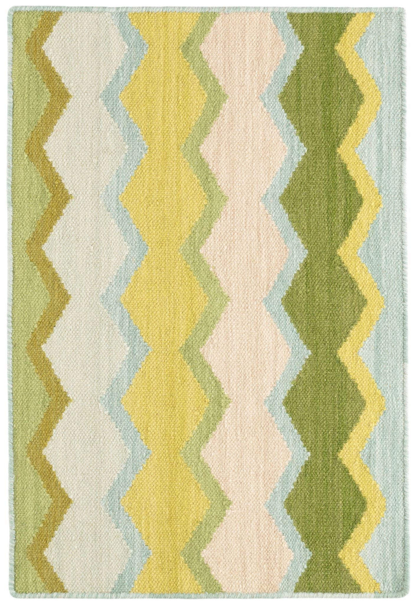 Safety Net Green Handwoven Wool Rug - DA1776 - 10x14