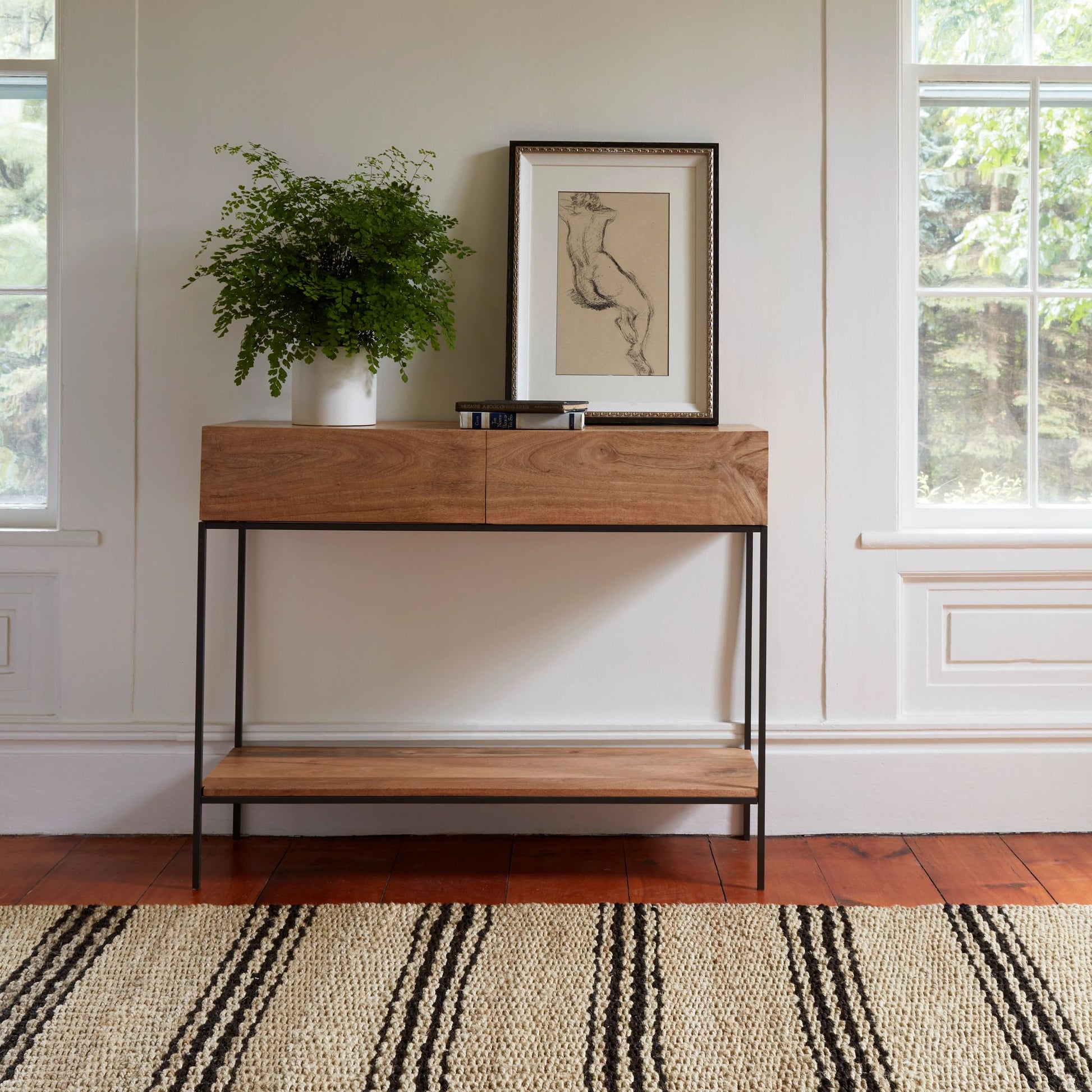 Jute Ticking Black Handwoven Rug - DA1921 - 10x14