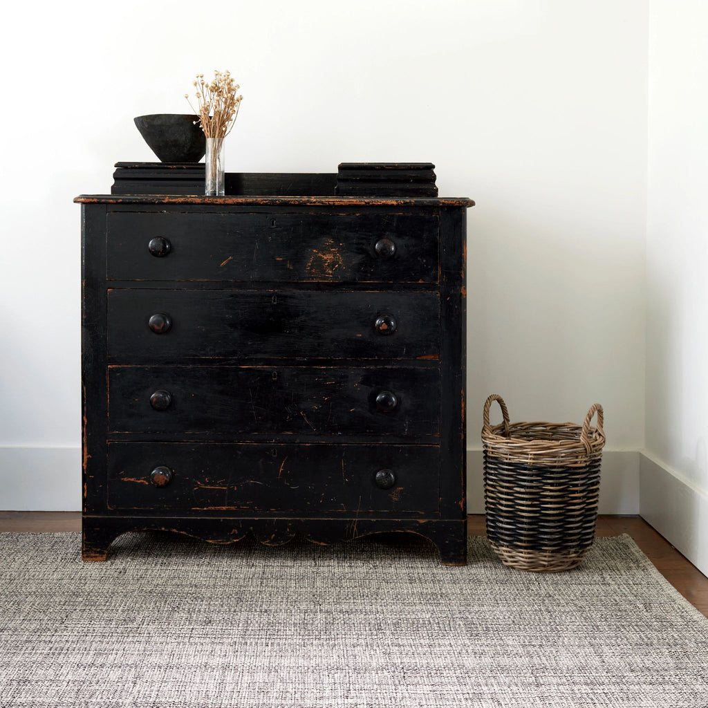 Marled Black Handwoven Cotton Rug - DA1926 - 10x14