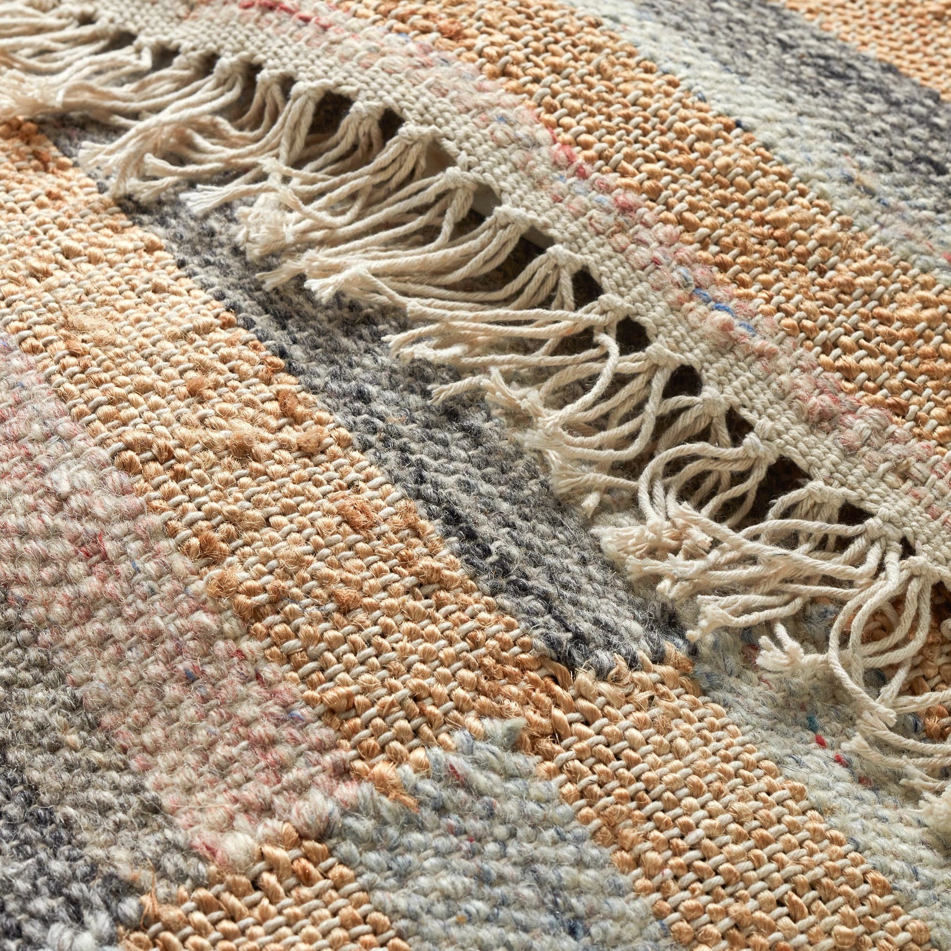 Ravel Stripe Blue Handwoven Wool Rug - DA1931 - 10x14
