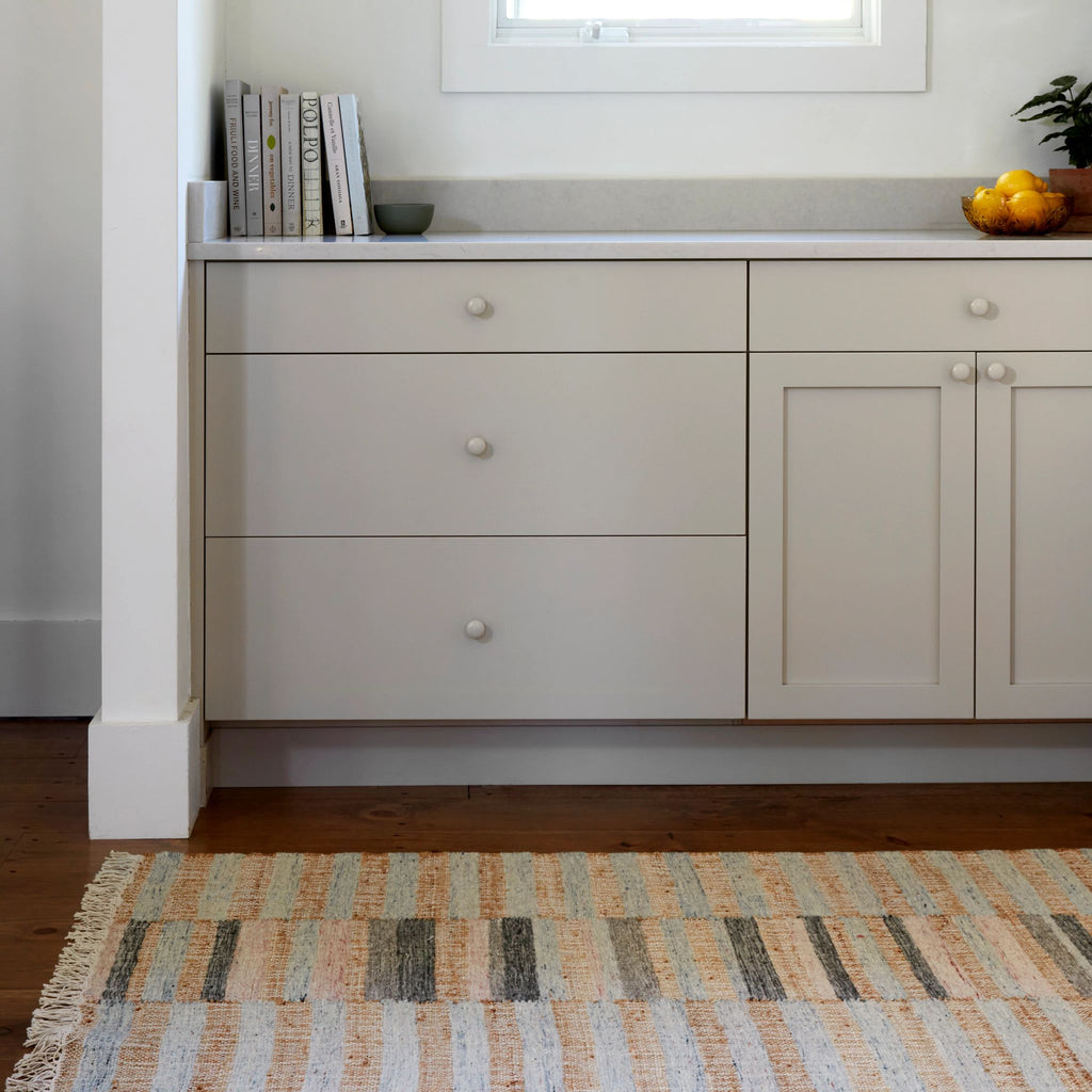 Ravel Stripe Blue Handwoven Wool Rug - DA1931 - 10x14