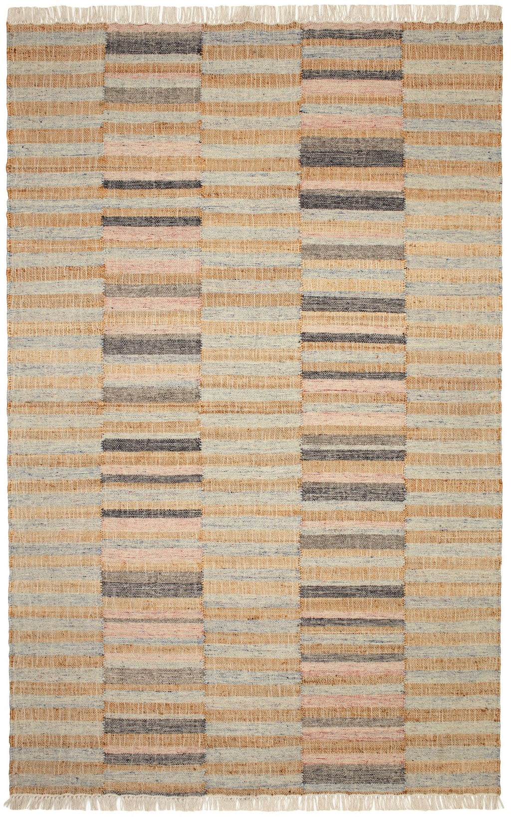 Ravel Stripe Blue Handwoven Wool Rug - DA1931 - 10x14