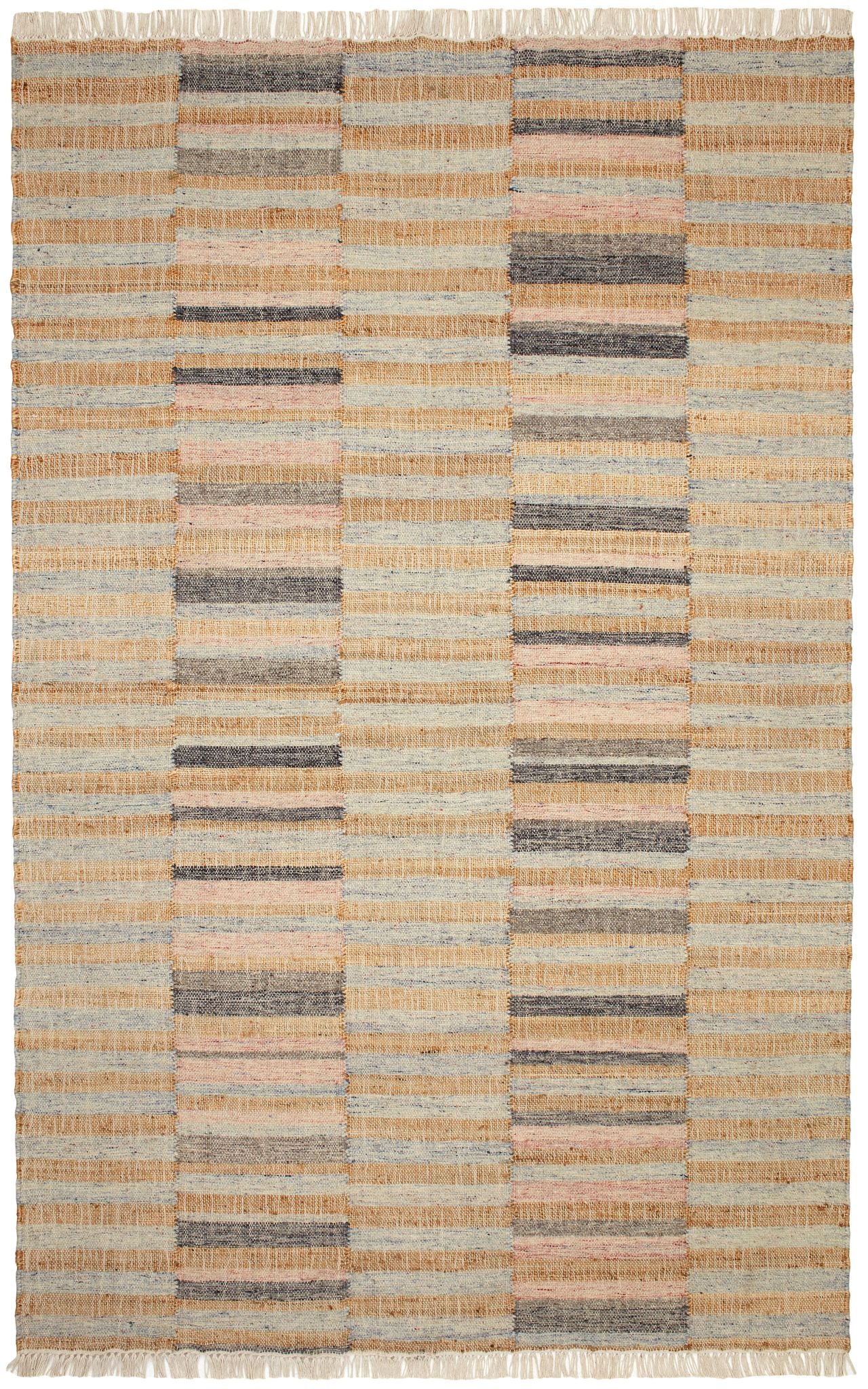 Ravel Stripe Blue Handwoven Wool Rug - DA1931 - 10x14