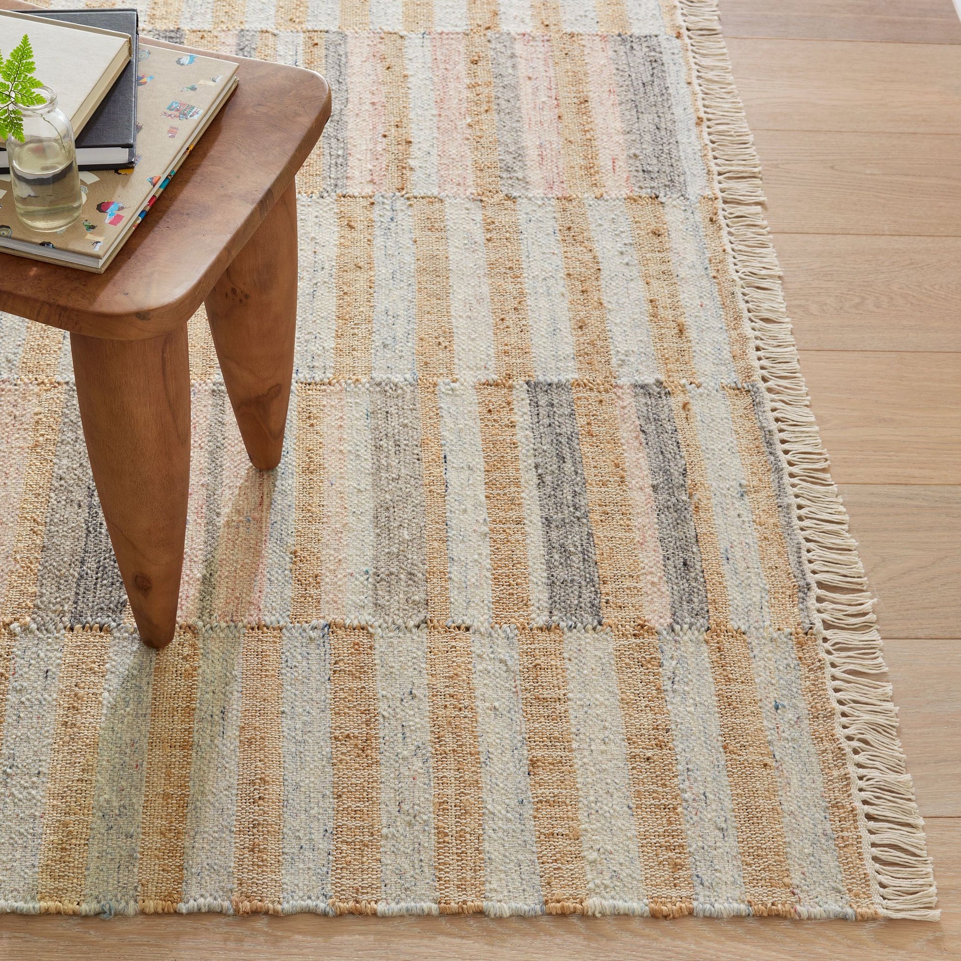 Ravel Stripe Blue Handwoven Wool Rug - DA1931 - 10x14