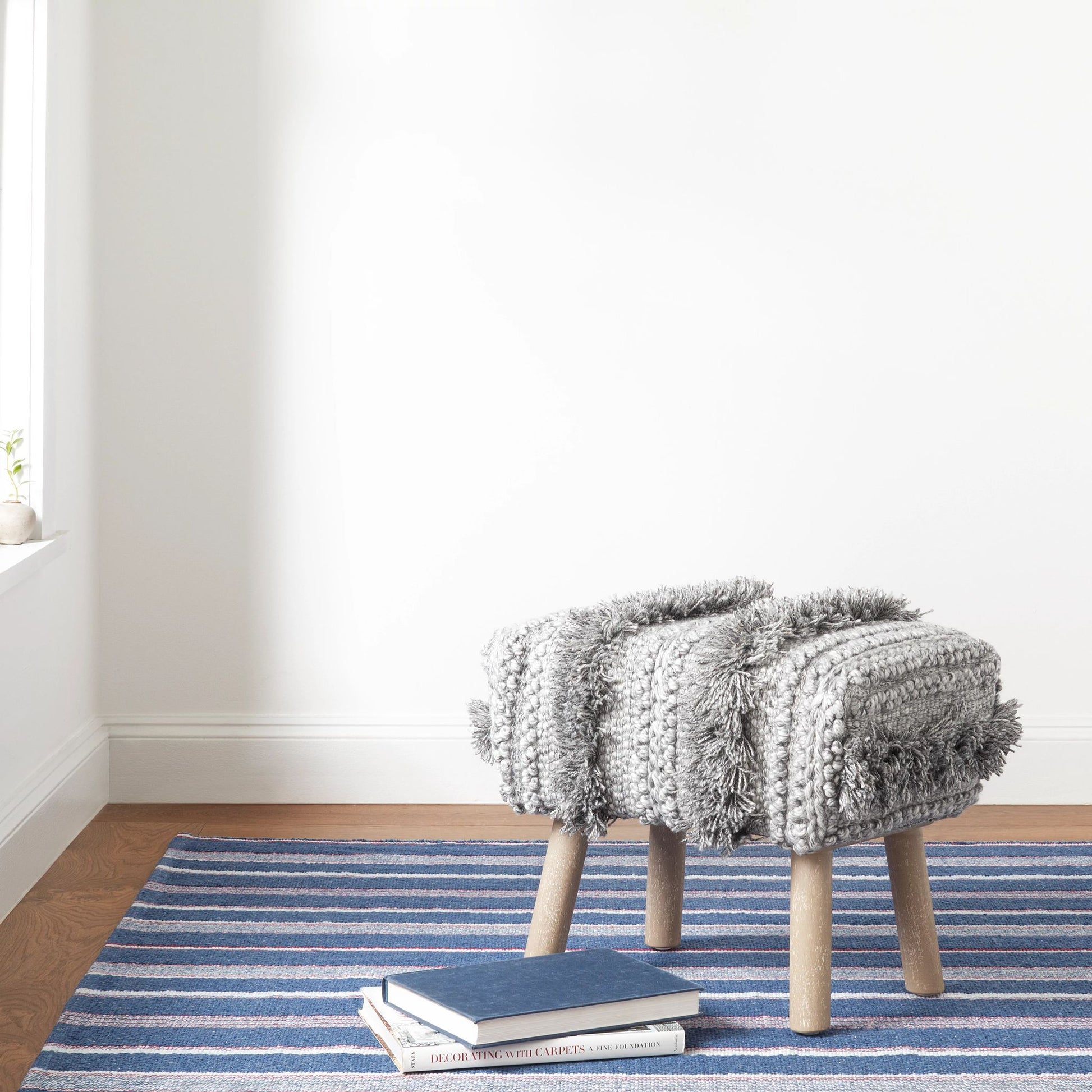 Camden Stripe Denim Handwoven Cotton Rug - DA1957 - 10x14