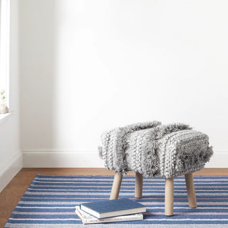 Camden Stripe Denim Handwoven Cotton Rug - DA1957 - 10x14