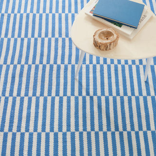 Sailing Stripe French Blue Handwoven Indoor/Outdoor Rug - DA1961 - 9x12