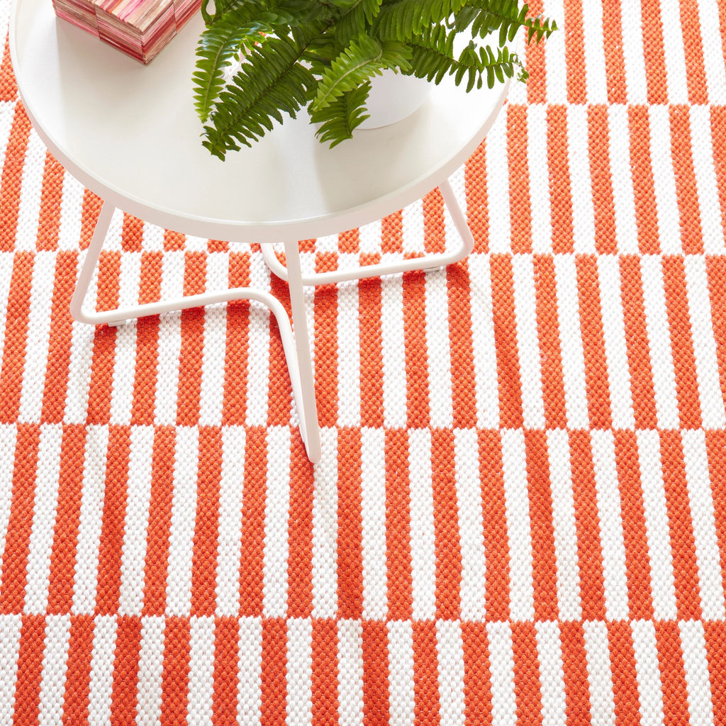 Sailing Stripe Tangerine Handwoven Indoor/Outdoor Rug - DA1962 - 9x12
