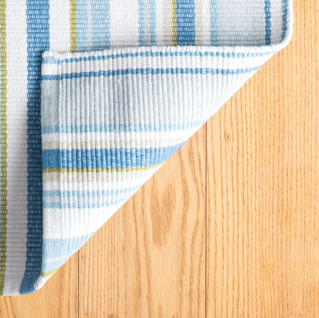 Daphne Stripe French Blue Handwoven Cotton Rug - DA2018 - 10x14