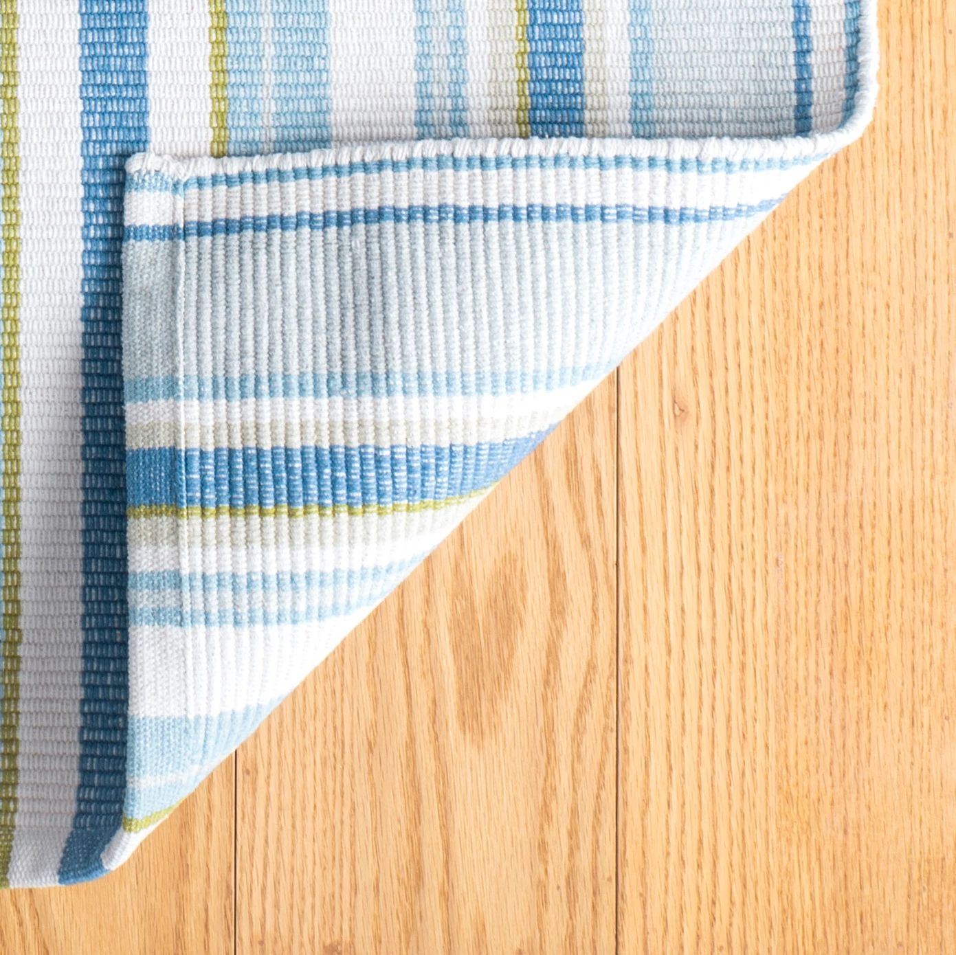 Daphne Stripe French Blue Handwoven Cotton Rug - DA2018 - 10x14