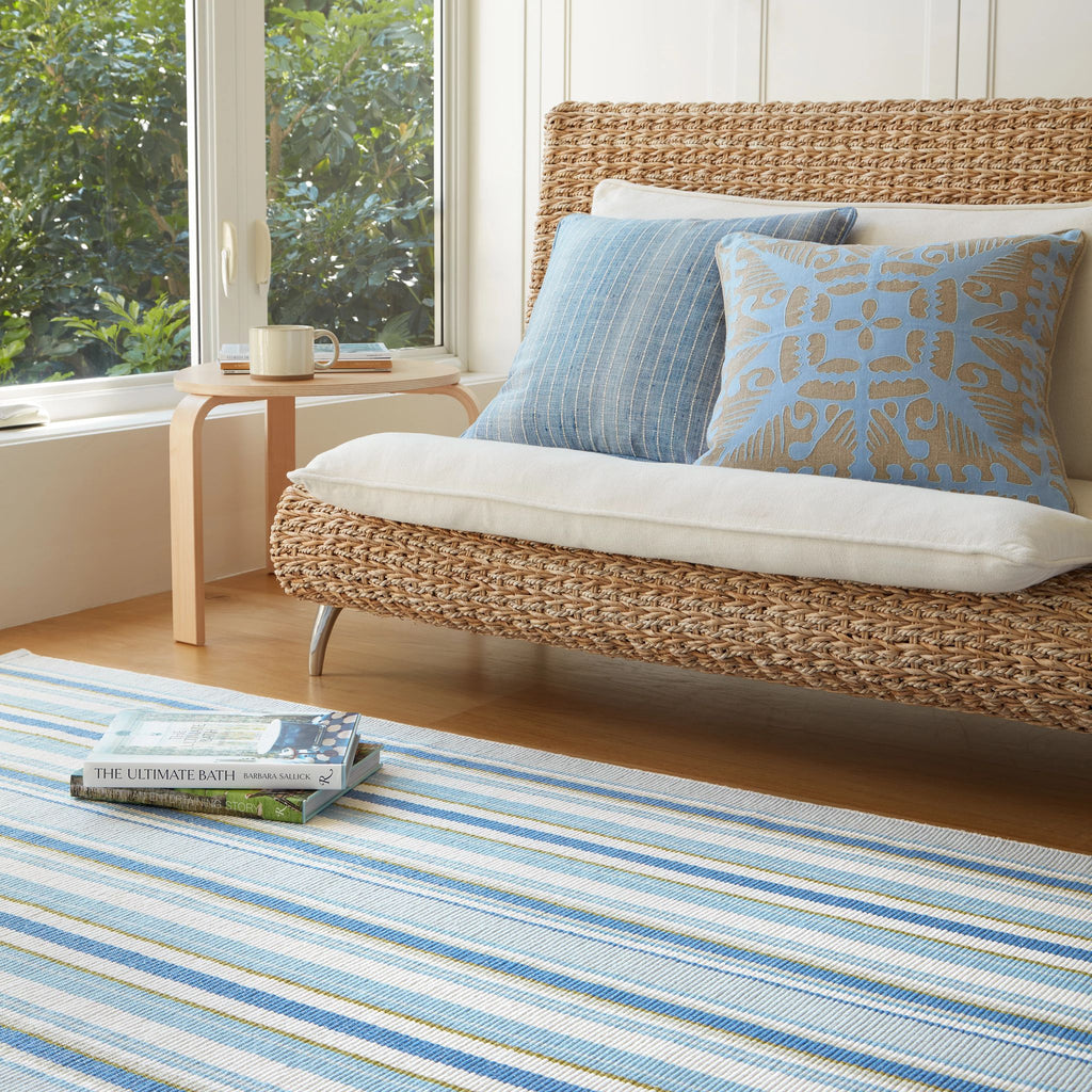 Daphne Stripe French Blue Handwoven Cotton Rug - DA2018 - 10x14