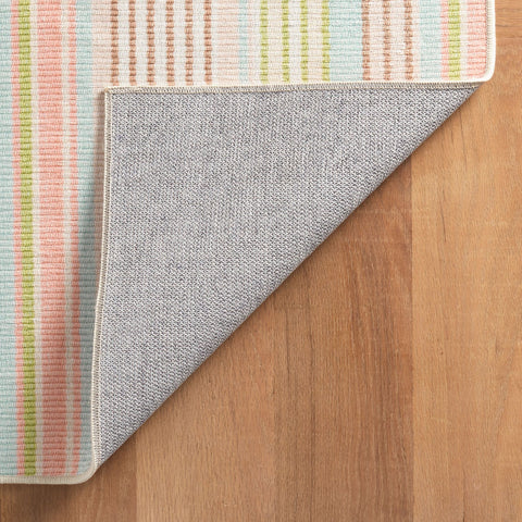 Ana Ticking Aqua Machine Washable Rug - DA2030 - 8x10