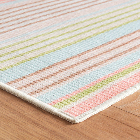 Ana Ticking Aqua Machine Washable Rug - DA2030 - 8x10