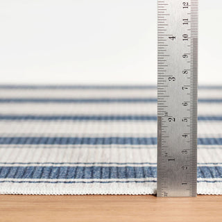 Blue Awning Stripe Machine Washable Rug - DA2033 - 8x10