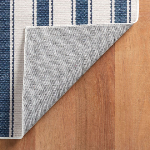 Blue Awning Stripe Machine Washable Rug - DA2033 - 8x10