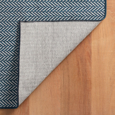Herringbone Navy Machine Washable Rug - DA2039 - 8x10