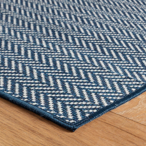 Herringbone Navy Machine Washable Rug - DA2039 - 8x10