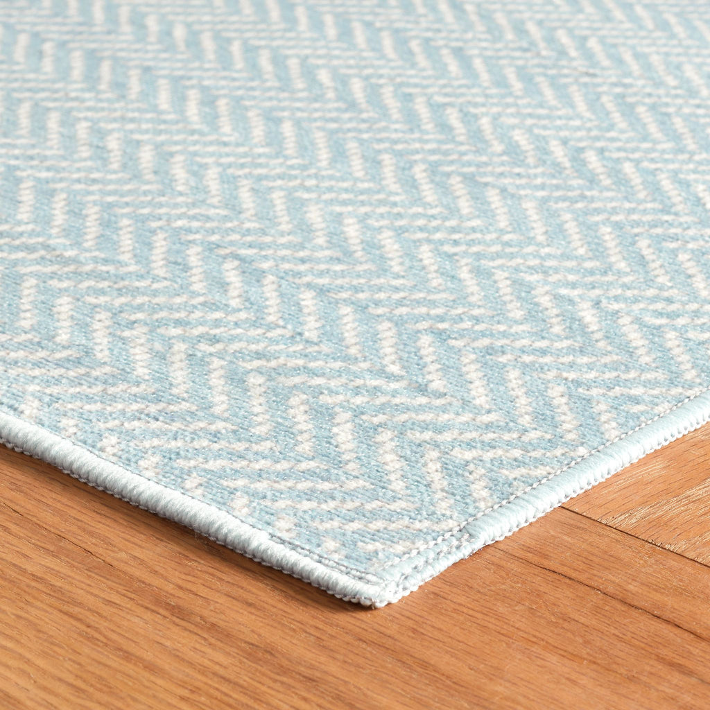 Herringbone Swedish Blue Machine Washable Rug - DA2040 - 8x10