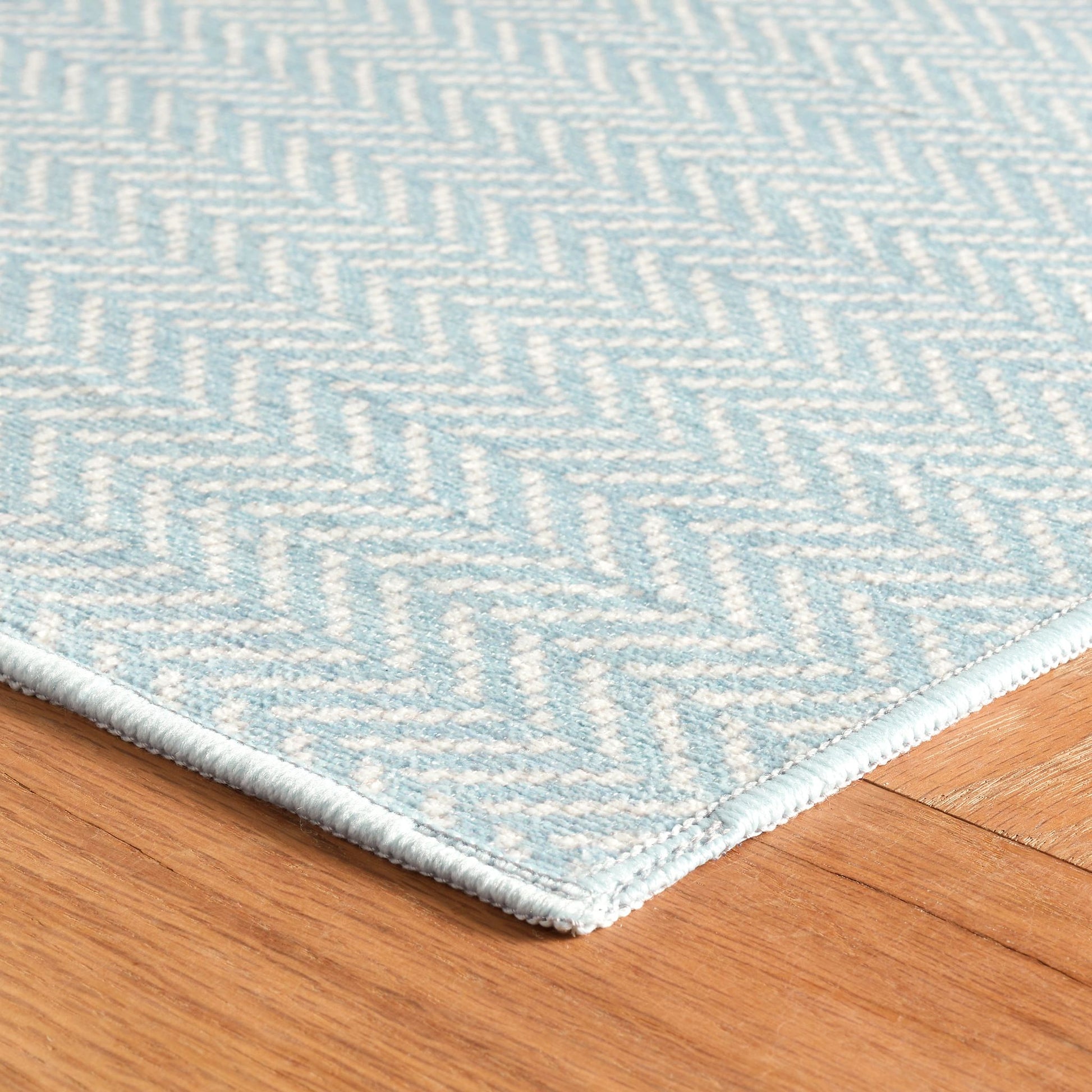Herringbone Swedish Blue Machine Washable Rug - DA2040 - 8x10