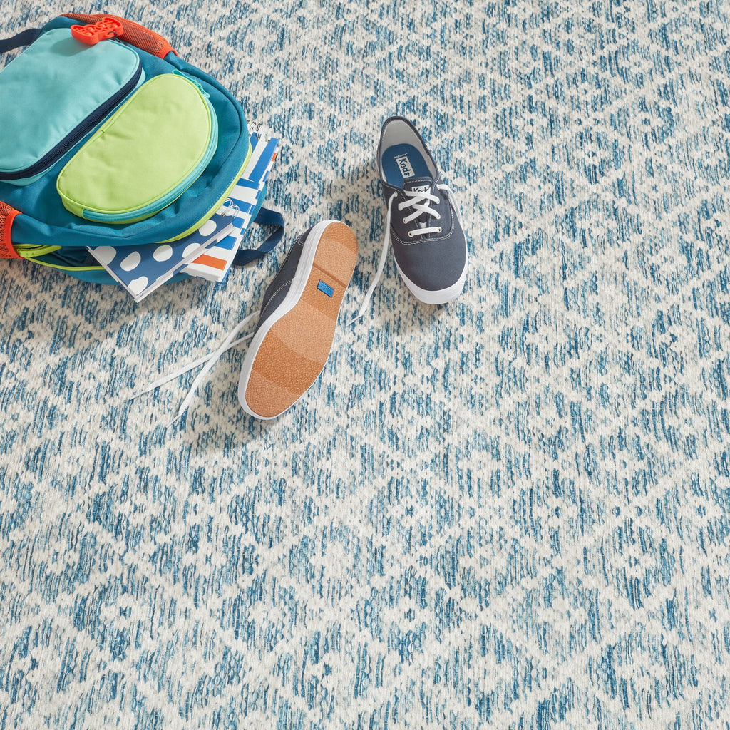 Melange Diamond Blue Machine Washable Rug - DA2045 - 8x10
