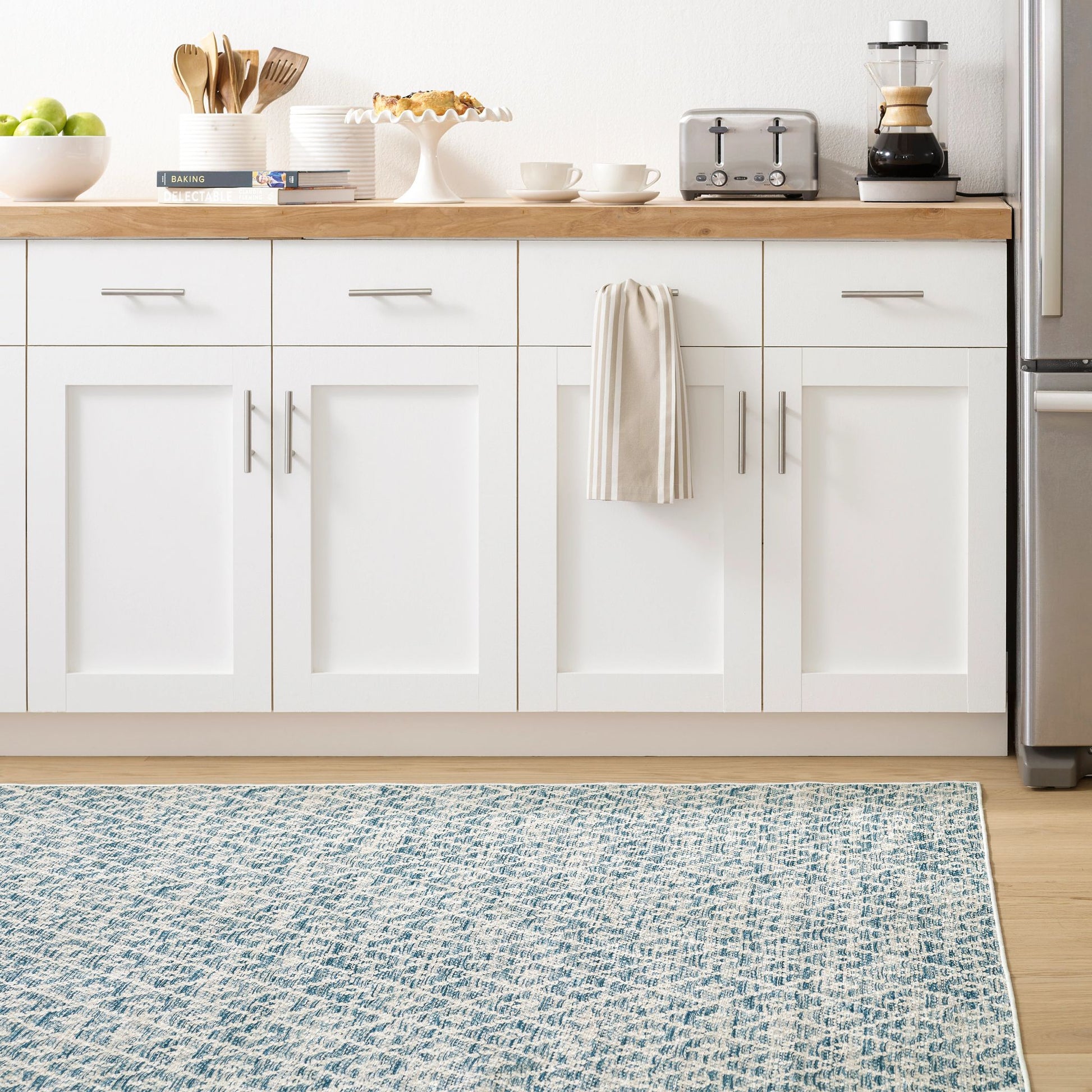 Melange Diamond Blue Machine Washable Rug - DA2045 - 8x10