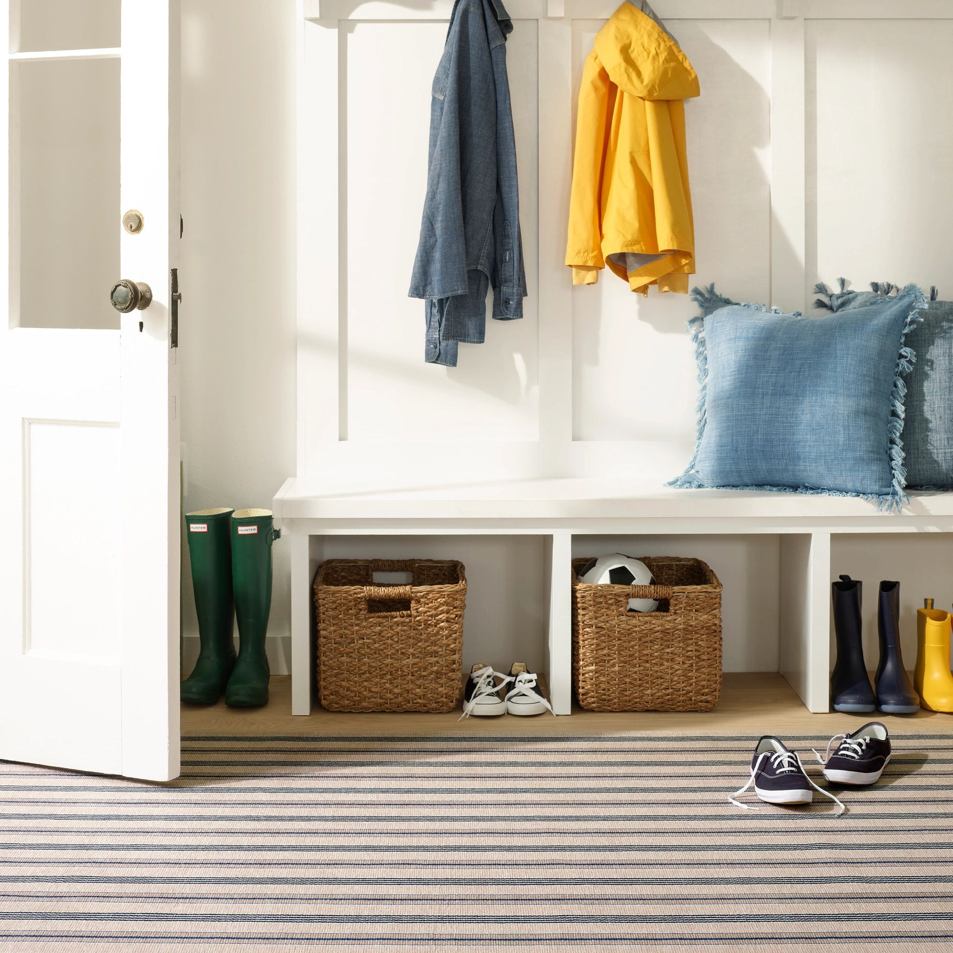 Nimes Ticking Neutral Machine Washable Rug - DA2059 - 8x10