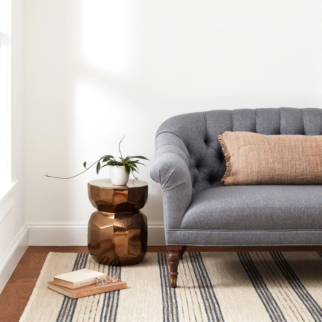 Cielo Stripe Navy Handwoven Cotton Rug - DA2205 - 10x14