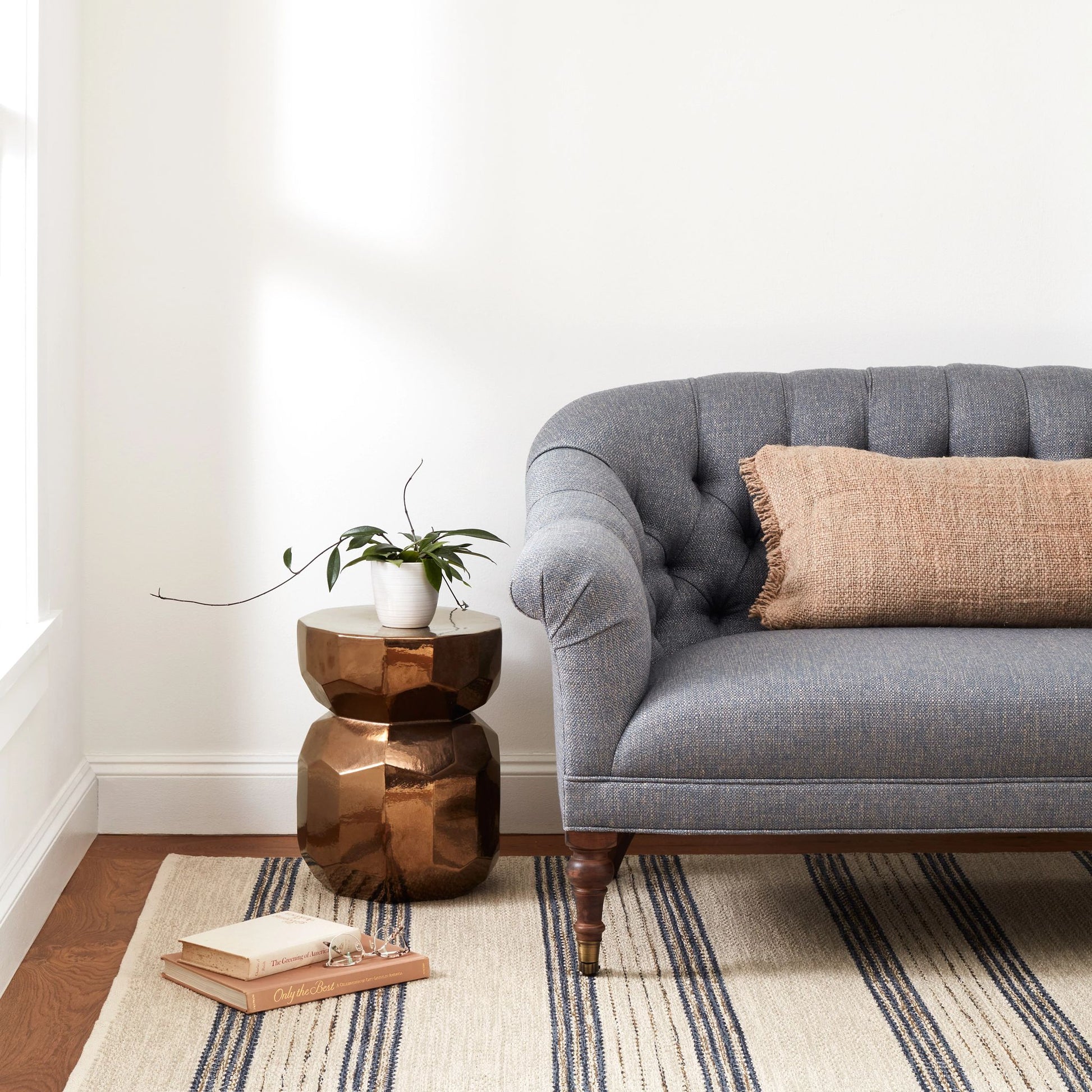 Cielo Stripe Navy Handwoven Cotton Rug - DA2205 - 10x14