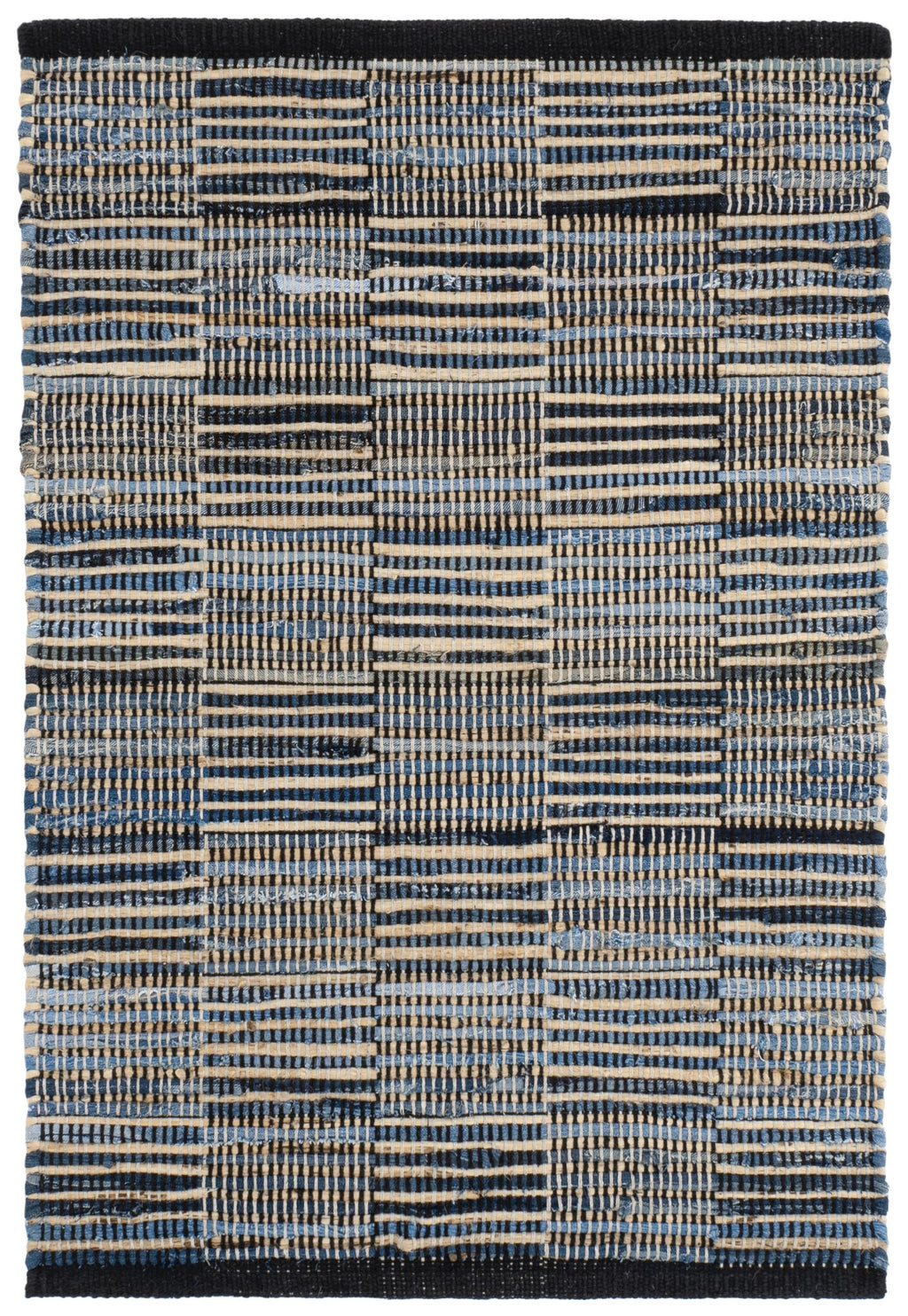 Denim Rag Gridwork Blue Handwoven Cotton Rug - DA2207 - 10x14