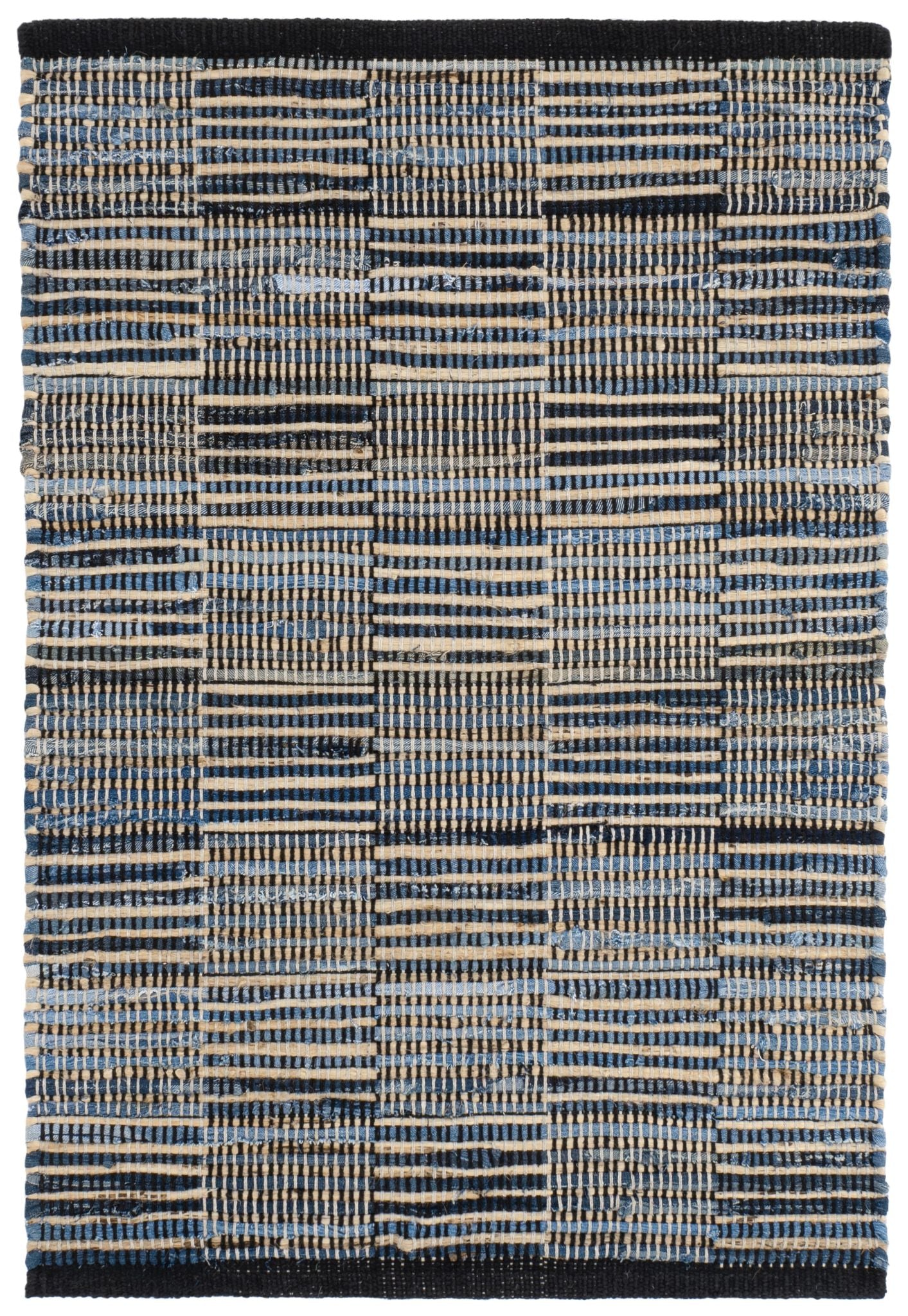 Denim Rag Gridwork Blue Handwoven Cotton Rug - DA2207 - 10x14