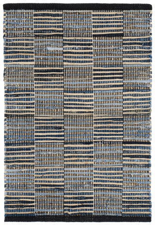 Denim Rag Gridwork Blue Handwoven Cotton Rug - DA2207 - 10x14