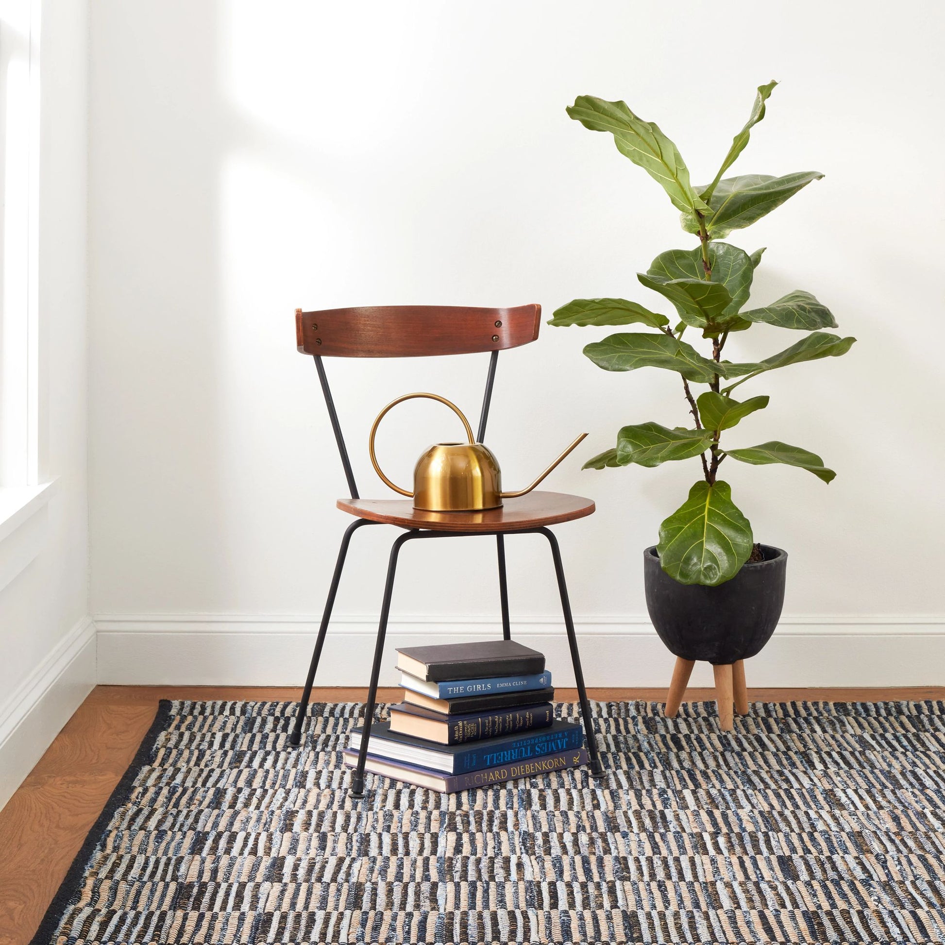 Denim Rag Gridwork Blue Handwoven Cotton Rug - DA2207 - 10x14