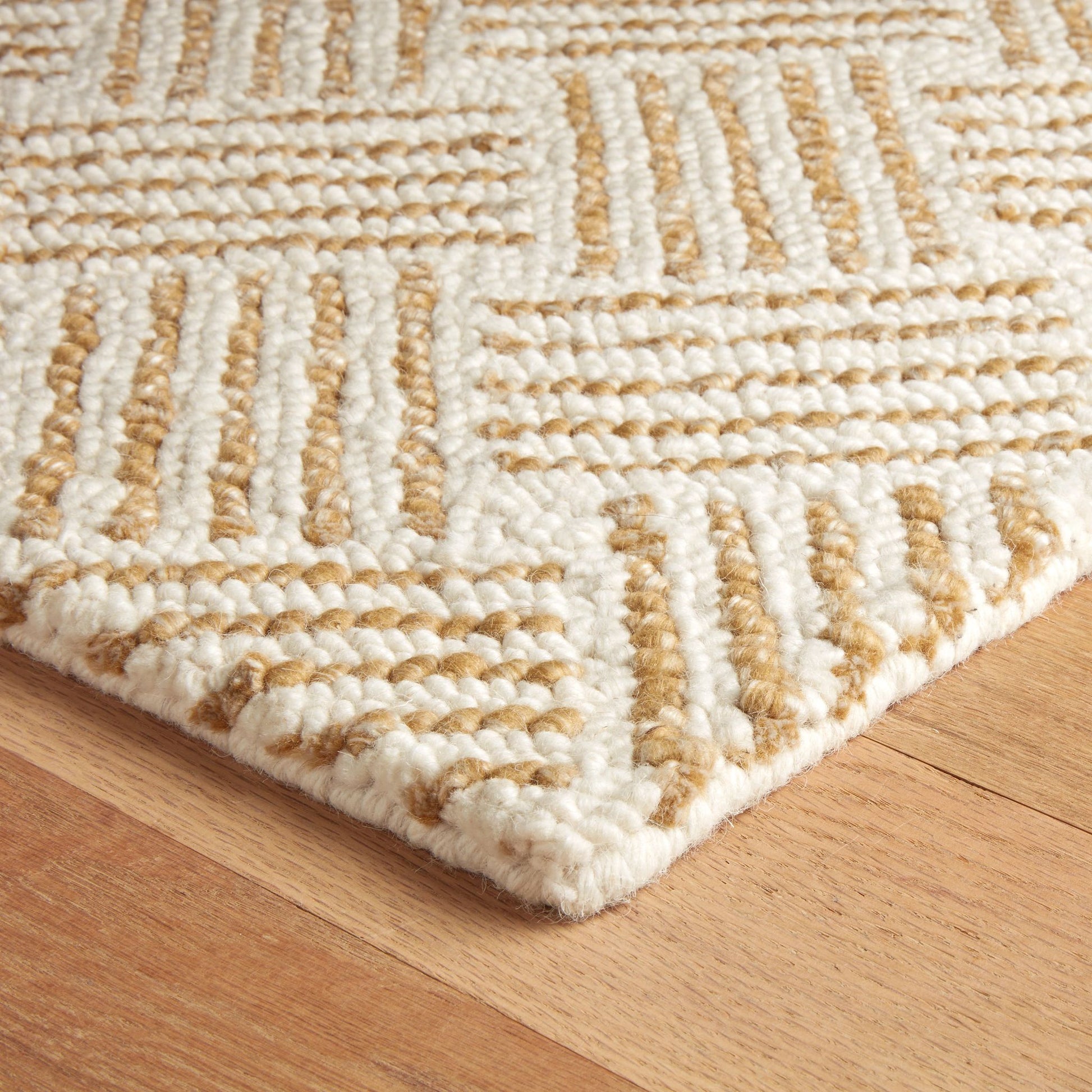 Layers Ochre Hand Hooked Wool Rug - DA2213 - 10x14