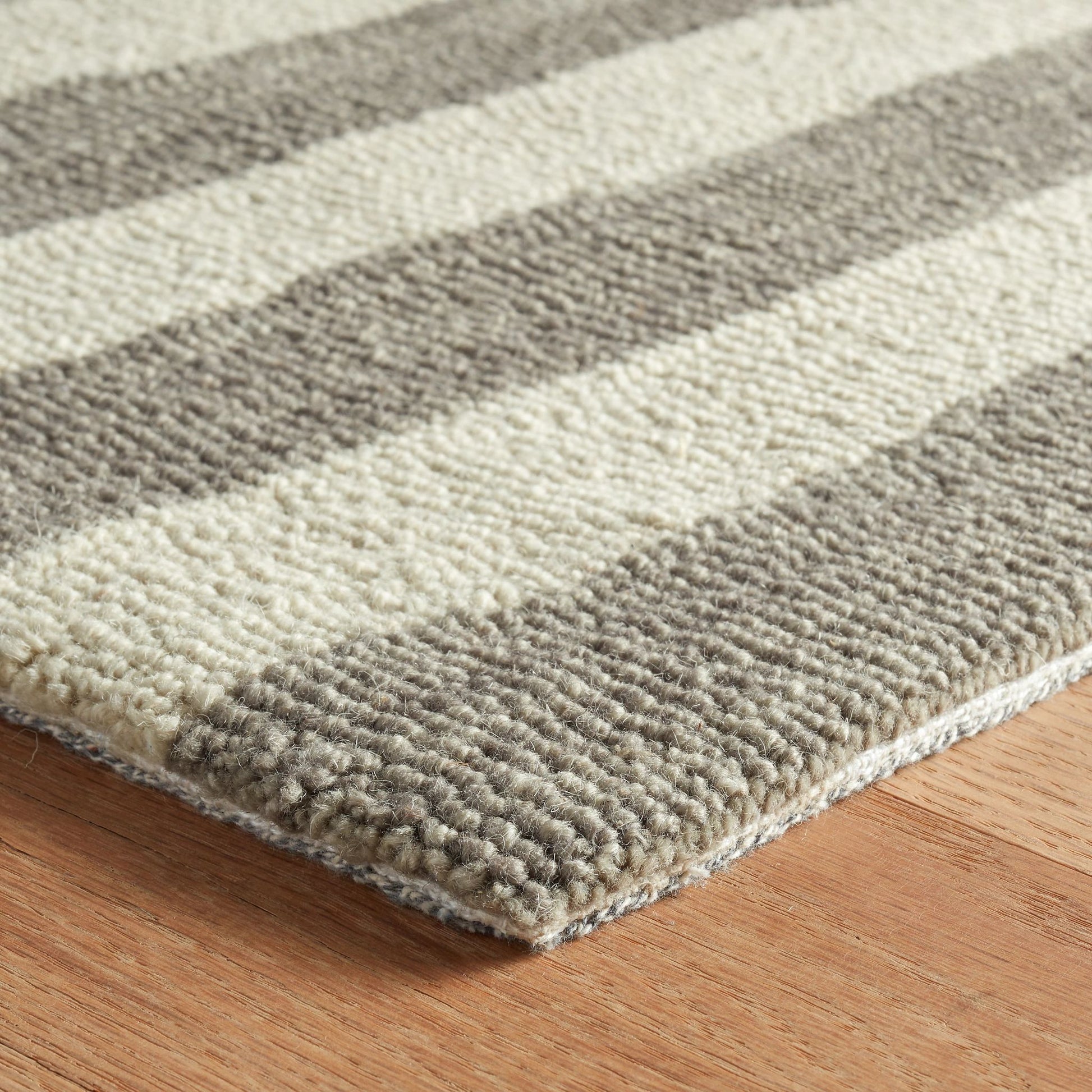 Silas Stripe Grey Hand Micro Hooked Wool Rug - DA2220 - 10x14