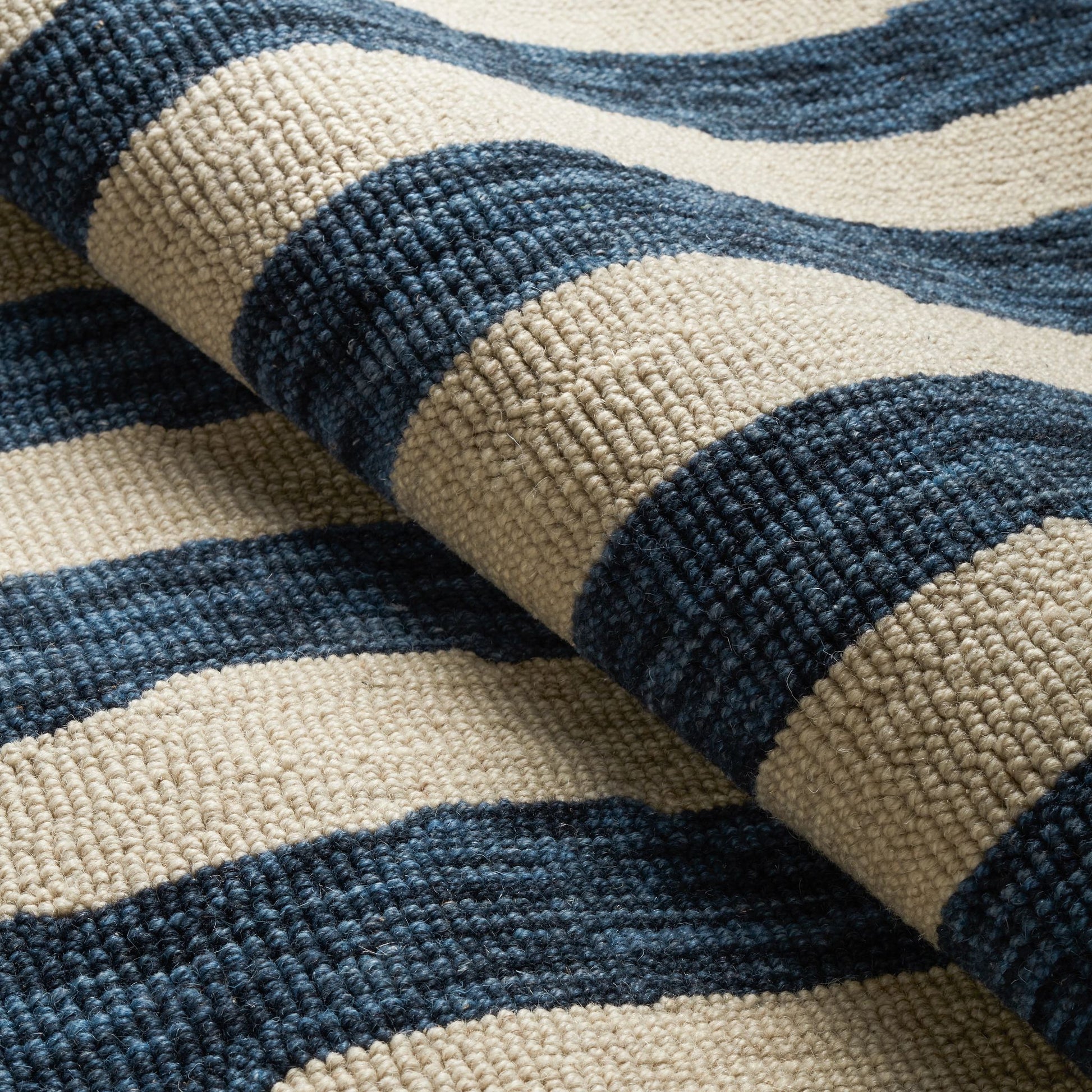 Silas Stripe Navy Hand Micro Hooked Wool Rug - DA2221 - 10x14
