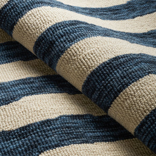 Silas Stripe Navy Hand Micro Hooked Wool Rug - DA2221 - 10x14