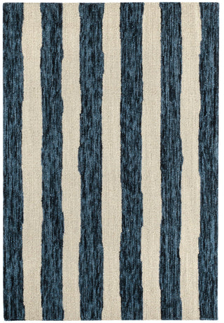 Silas Stripe Navy Hand Micro Hooked Wool Rug - DA2221 - 10x14