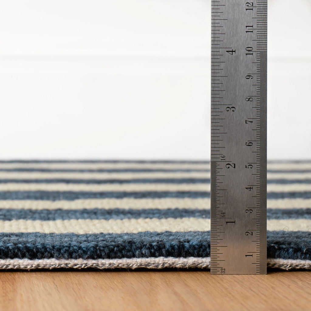 Silas Stripe Navy Hand Micro Hooked Wool Rug - DA2221 - 10x14