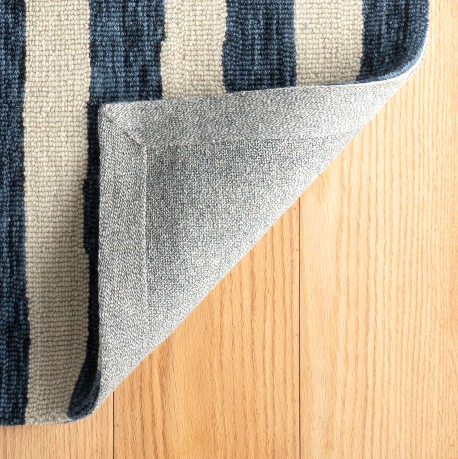 Silas Stripe Navy Hand Micro Hooked Wool Rug - DA2221 - 10x14