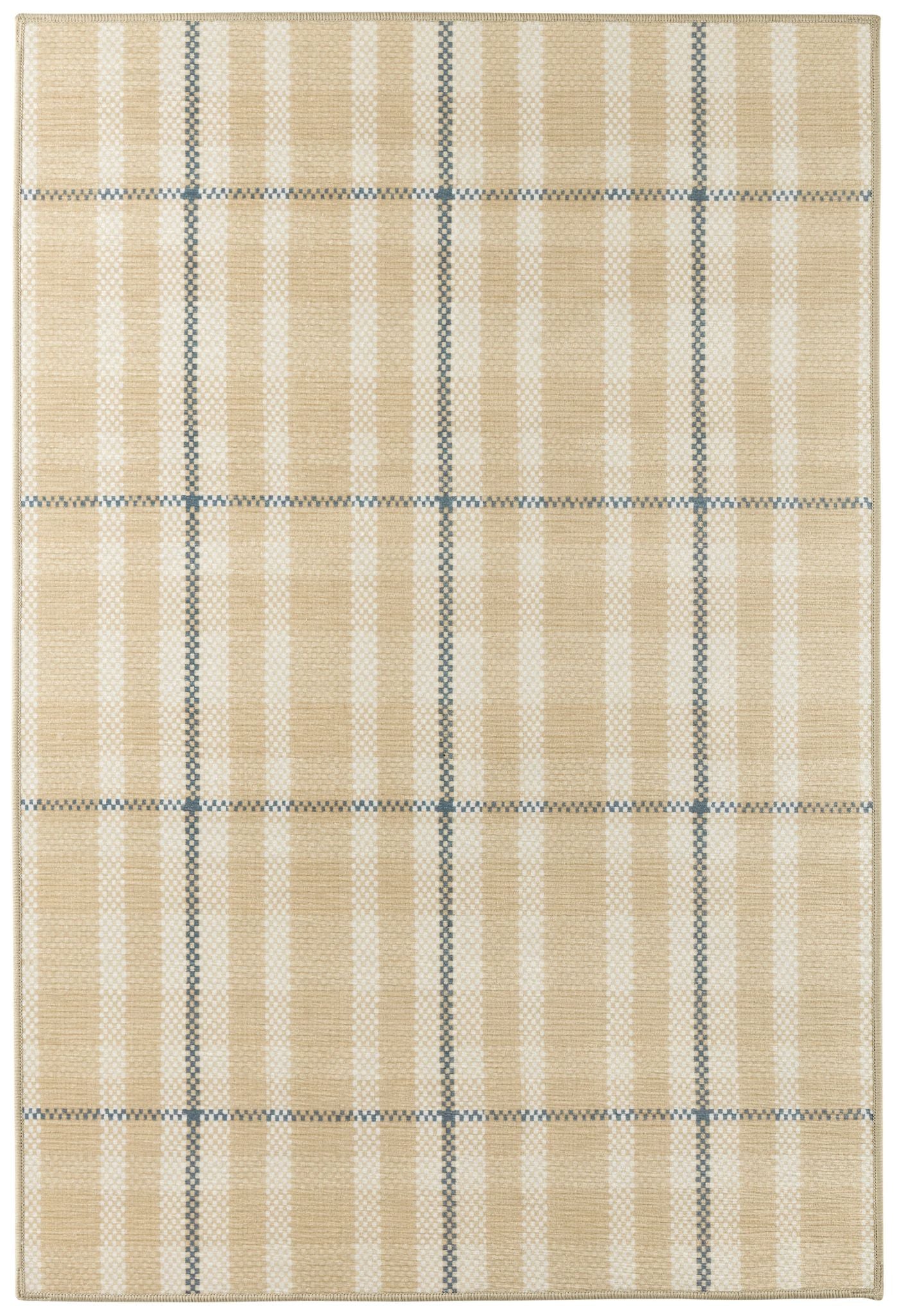Hallie Plaid Khaki Machine Washable Rug - DA2254 - 4' Round