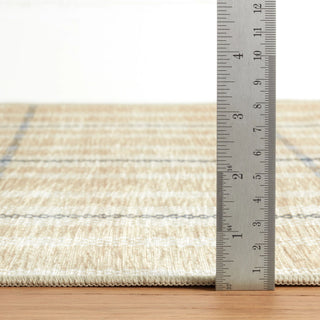 Hallie Plaid Khaki Machine Washable Rug - DA2254 - 4' Round