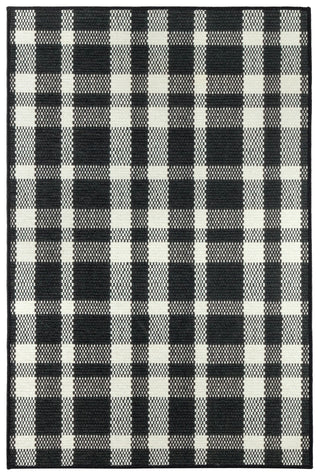 Houston Plaid Black Machine Washable Rug - DA2255 - 4' Round