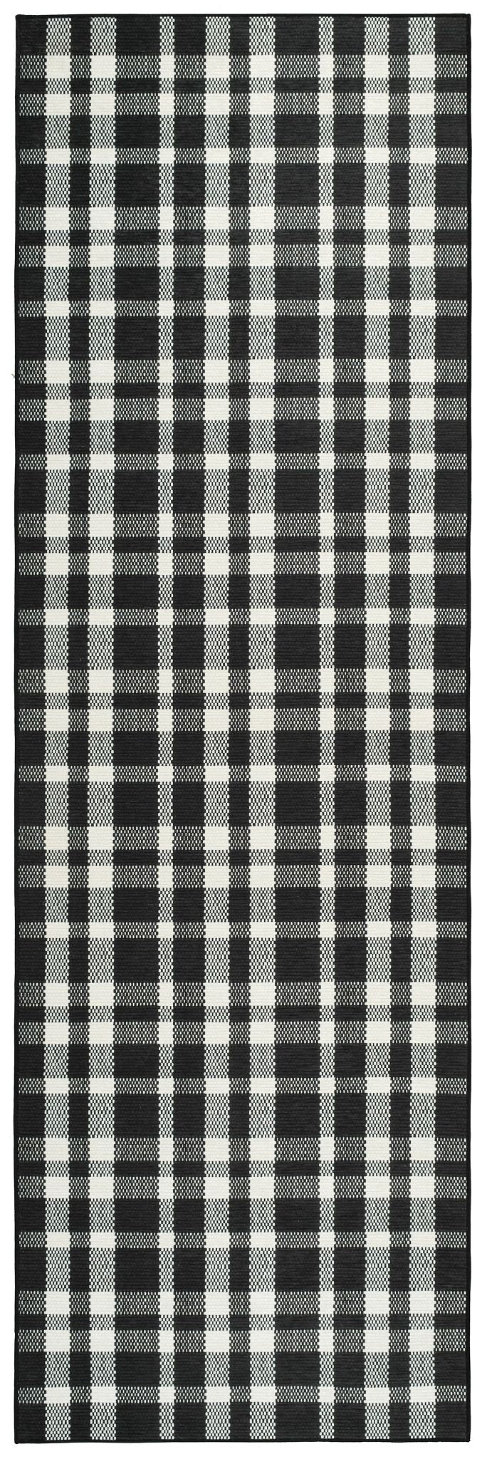 Houston Plaid Black Machine Washable Rug - DA2255 - Runner-2.5x8